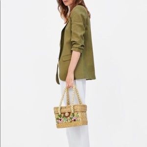 ZARA Olive Green Linen Blazer